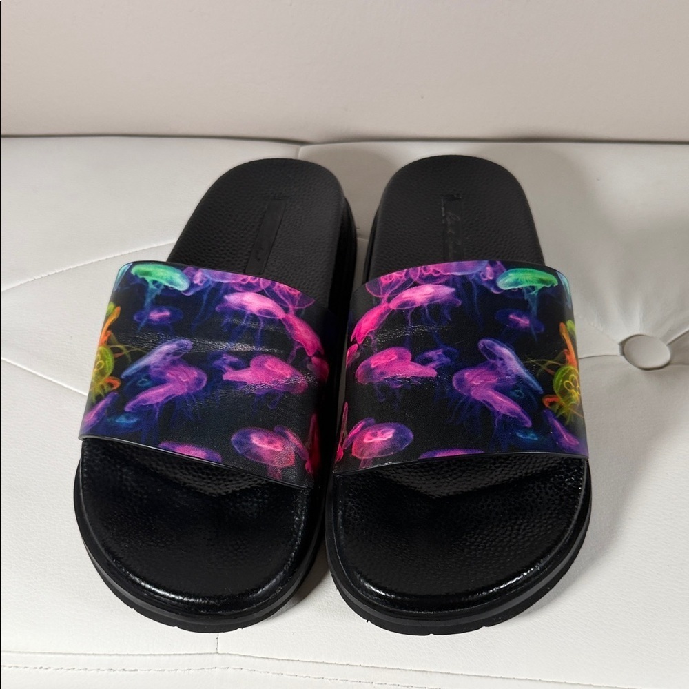 Robert Graham Black Neon Slide Sandals